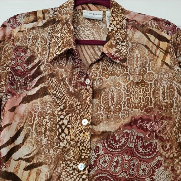 NWOT Alfred Dunner 3/4 length sleeve button-down blouse - Picture 2 of 5